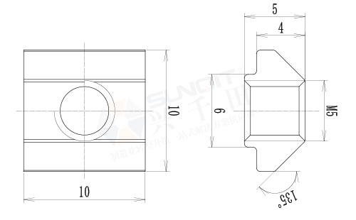 T形滑塊5尺寸圖
