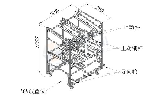 AGV周轉(zhuǎn)車(chē)+物料架(單側(cè)型)圖紙